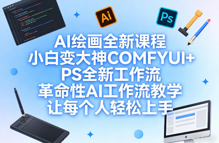 AI绘画全新课程，小白变大神COMFYUI+PS全新工作流，革命性AI工作流教学，让每个人轻松上手-董叔项目网