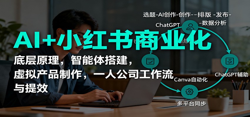 AI+小红书商业化，底层原理，智能体搭建，虚拟产品制作，一人公司工作流与提效-董叔项目网