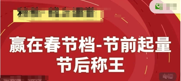 赢在春节档-节前起量,后称王,淘系精品线上系列课-董叔项目网