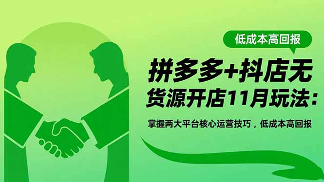 拼多多+抖店无货源开店11月玩法：掌握两大平台核心运营技巧，低成本高回报-董叔项目网