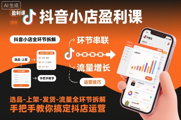 抖音小店盈利课-选品-上架-发货-流量全环节拆解,手把手教你搞定抖店运营-董叔项目网