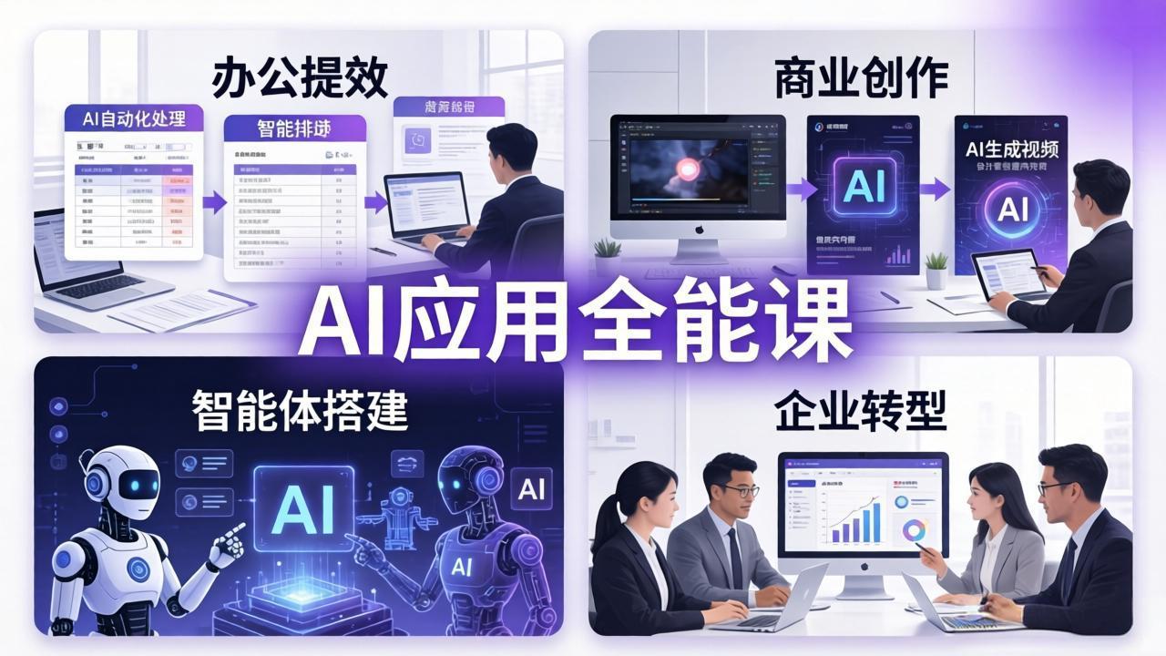 AIGC 应用全能课：办公提效、商业创作、智能体搭建、企业转型，一站式学会AI应用-董叔项目网