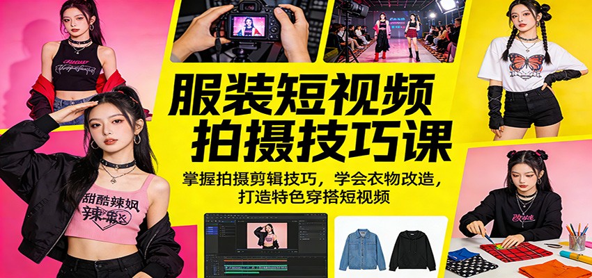 服装短视频拍摄技巧课：掌握拍摄剪辑技巧，学会衣物改造，打造特色穿搭短视频-董叔项目网
