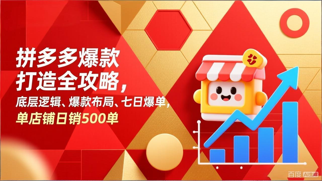 拼多多爆款打造全攻略，底层逻辑、爆款布局、七日爆单，单店铺日销500单-董叔项目网