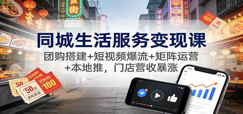同城生活服务变现课:团购搭建+短视频爆流+矩阵运营+本地推,门店营收暴涨-董叔项目网