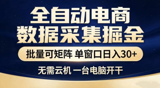 独家电商数据全自动采集项目，批量可矩阵，单窗口轻松日入3张+【揭秘】-董叔项目网