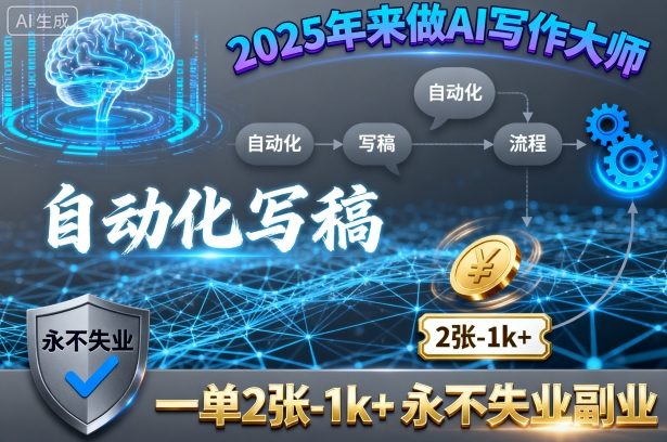 2025年来做AI写作大师，自动化写稿，一单2张-1k+，永不失业副业-董叔项目网