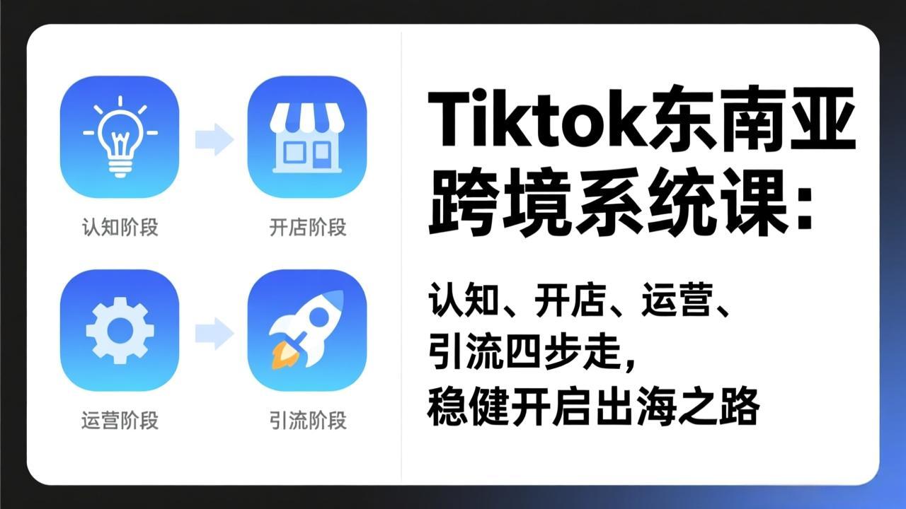 TikTok东南亚跨境系统课：认知、开店、运营、引流四步走，稳健开启出海之路-董叔项目网