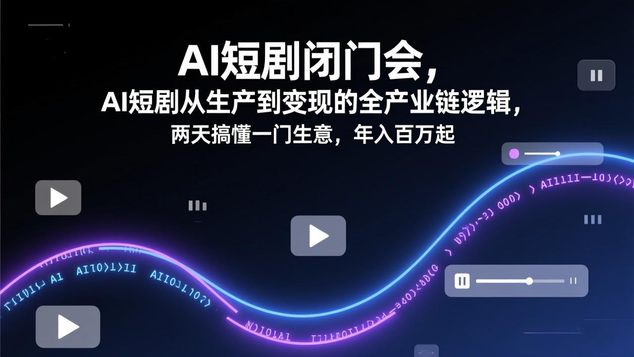 AI短剧闭门会,AI短剧从生产到变现的全产业链逻辑,两天搞懂一门生意,年入百万起-董叔项目网