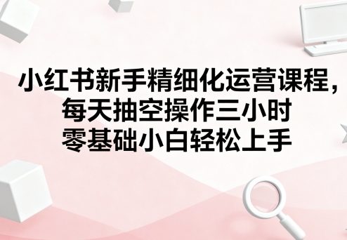 小红书新手精细化运营课程，每天抽空操作三小时，零基础小白轻松上手-董叔项目网