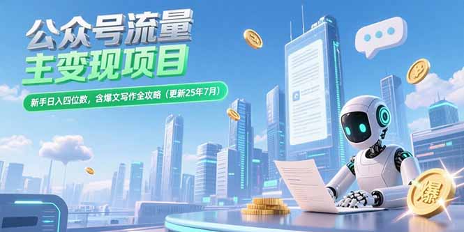 公众号流量主变现项目，新手日入四位数，含爆文写作全攻略(更新25年7月-董叔项目网