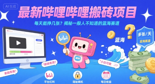 最新哔哩哔哩上B站搬砖项目,每天能挣几张?揭秘一般人不知道的蓝海赛道-董叔项目网
