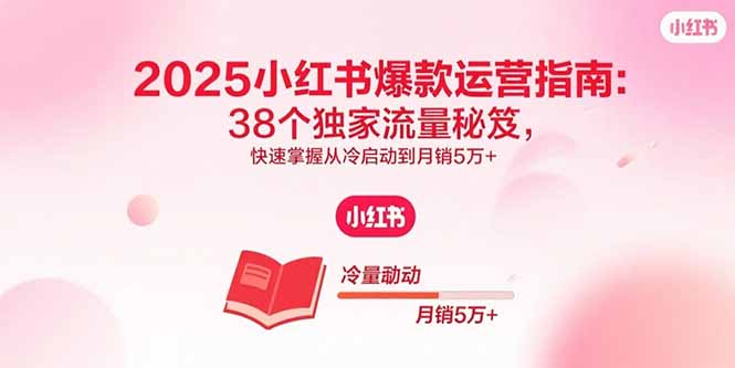2025小红书爆款运营指南：38个独家流量秘笈，快速掌握从冷启动到月销5万+-董叔项目网