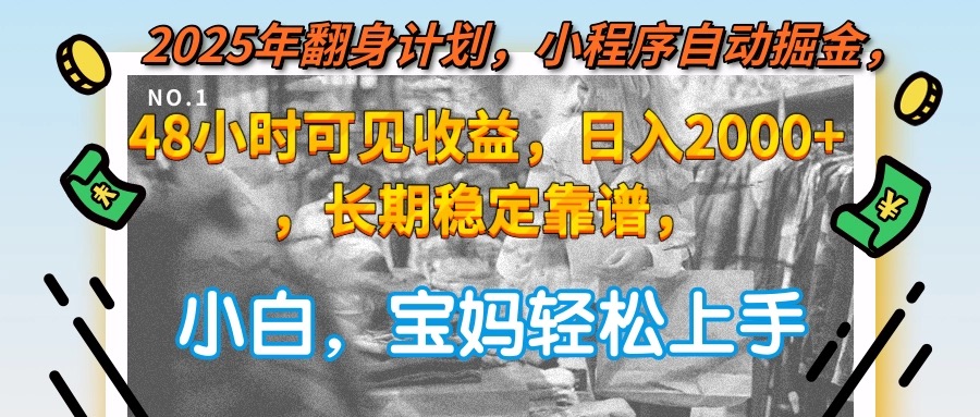 2025年翻身计划，小程序自动掘金48小时可见收益，日入2000+，长期稳定...-董叔项目网
