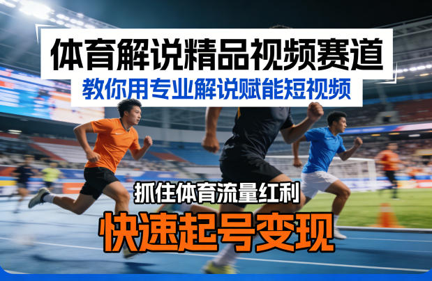 体育解说精品视频赛道,教你用专业解说赋能短视频,抓住体育流量红利,快速起号变现-董叔项目网