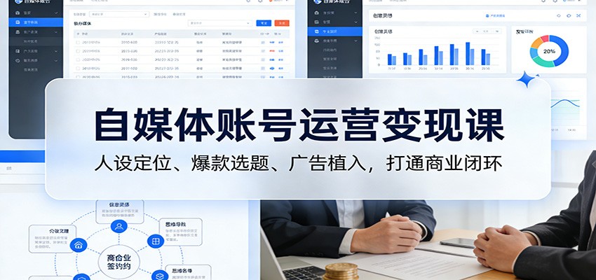 自媒体账号运营变现课：人设定位、爆款选题、广告植入，打通商业闭环-董叔项目网