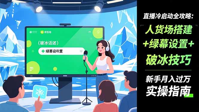 直播冷启动全攻略:人货场搭建+绿幕设置+破冰技巧,新手月入过万实操指南-董叔项目网