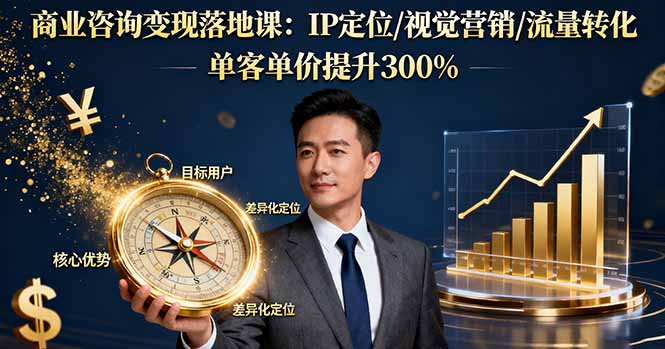 商业咨询变现落地课：IP定位/视觉营销/流量转化，单客单价提升300%-董叔项目网