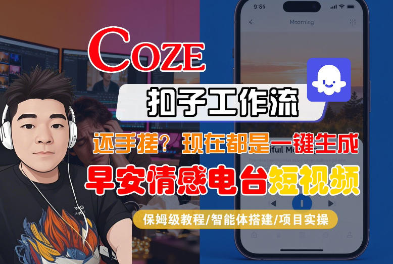 【Coze工作流搭建实操教程】【coze】早安情感电台日签视频还在手动做？用扣子工作流自动生成，省时90%-董叔项目网