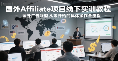 国外Affiliate项目线下实训教程，国外广告联盟从零开始的具体操作全流程-董叔项目网