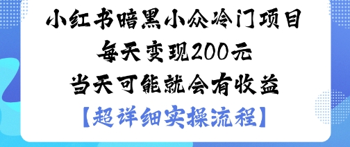 小红书暗黑小众冷门项目每天变现2张当天可能就会有收益-董叔项目网