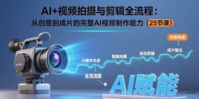 AI+视频拍摄与剪辑全流程：从创意到成片的完整AI视频制作能力(25节课-董叔项目网