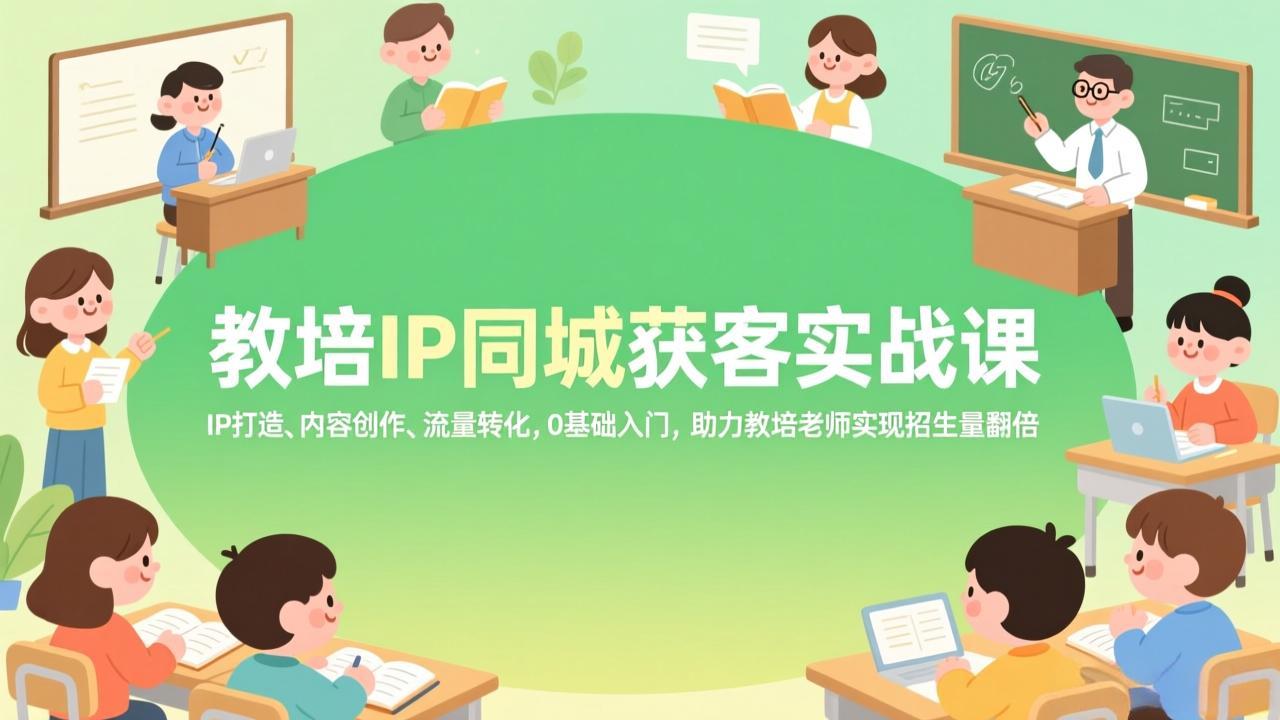 教培IP同城获客实战课，IP打造、内容创作、流量转化，0基础入门，助力教培老师实现招生量翻倍-董叔项目网