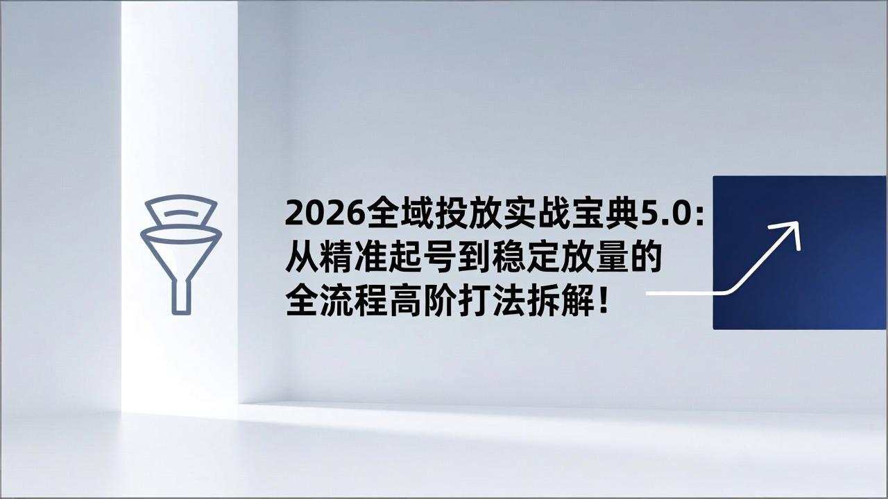 2026全域投放实战宝典5.0：从精准起号到稳定放量的全流程高阶打法拆解！-董叔项目网
