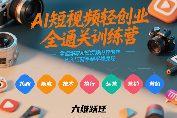 AI短视频轻创业全通关训练营，掌握爆款AI短视频内容创作，从入门新手到平稳变现的六维跃迁-董叔项目网