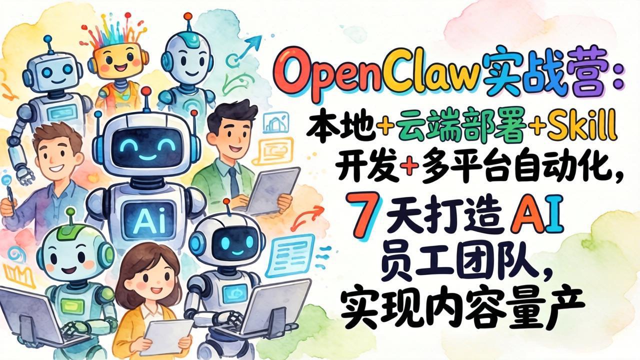 OpenClaw实战营：本地+云端部署+Skill开发+多平台自动化，7 天打造 AI 员工团队，实现内容量产-董叔项目网