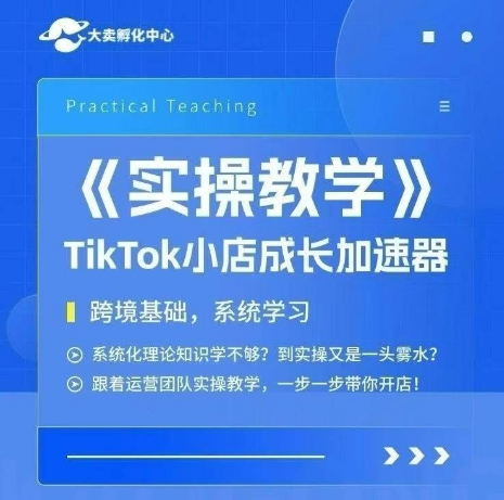 大卖家孵化中心TikTok实操课，TikTok小店成长加速器，跨境基础系统学习，一步一步带你开店-董叔项目网