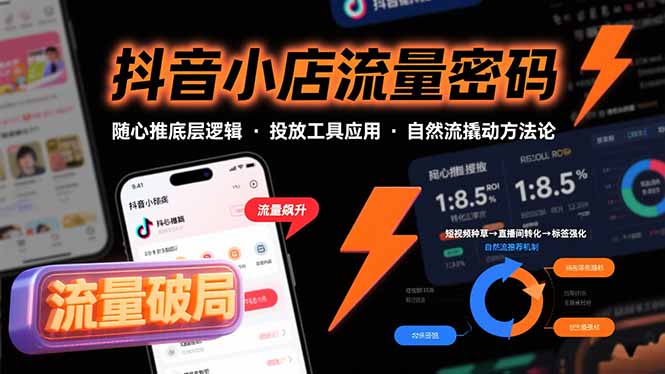 抖音小店流量密码,随心推底层逻辑,投放工具应用,自然流撬动核心方法论-董叔项目网