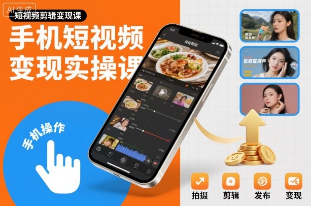 手机短视频变现实操课，短视频剪辑变现课-董叔项目网