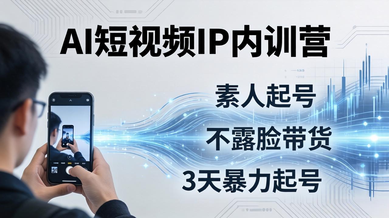 2026AI短视频IP内训营：从素人起号到不露脸带货，3天暴力起号全流程拆解-董叔项目网