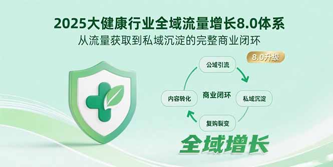 2025大健康行业全域流量增长8.0体系，从流量获取到私域沉淀的完整商业闭环-董叔项目网