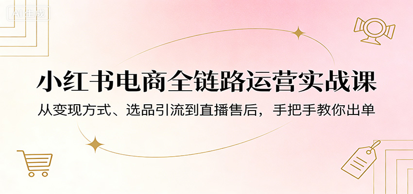小红书电商全链路运营实战课：从变现方式、选品引流到直播售后，手把手教你出单-董叔项目网