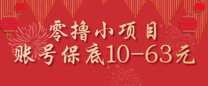 零撸小项目，一个账号保底10-63元，适合新手小白操作，能多账号领低保-董叔项目网