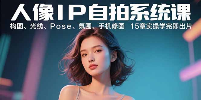 人像IP自拍系统课:构图、光线、Pose、氛围、手机修图 15章实操学完即出片-董叔项目网