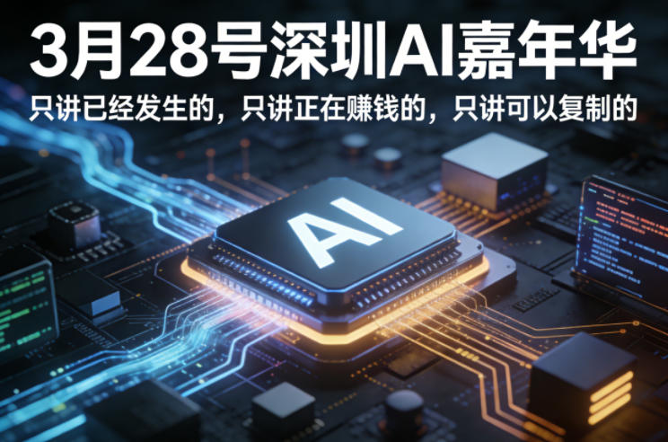 3月28号深圳AI嘉年华，只讲已经发生的，只讲正在賺钱的，只讲可以复制的-董叔项目网