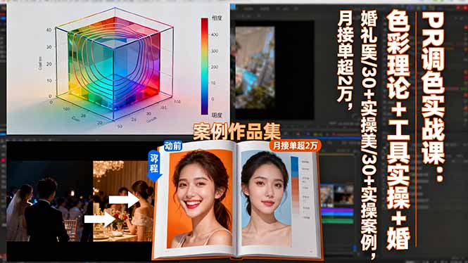 PR调色实战课：色彩理论+工具实操+婚礼医美/30+实操案例，月接单超2万-董叔项目网