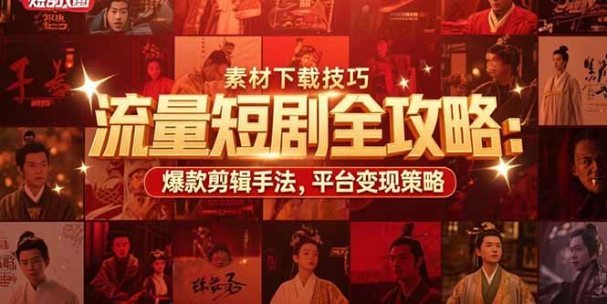 流量短剧全攻略：素材下载技巧，爆款剪辑手法，平台变现策略-董叔项目网