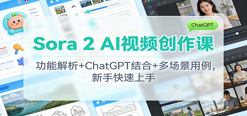 Sora 2 AI视频创作课：功能解析+ChatGPT结合+多场景用例，新手快速上手-董叔项目网