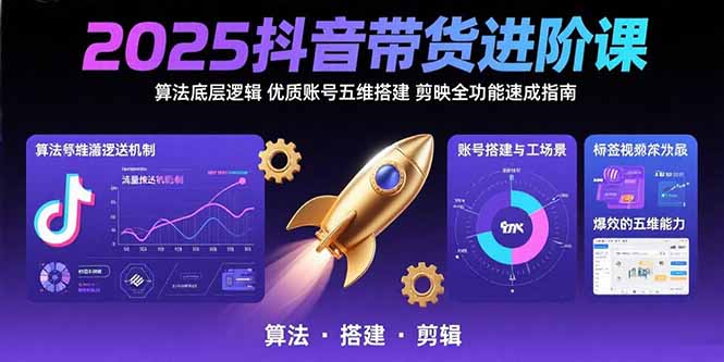 2025抖音带货进阶课：算法底层逻辑,优质账号五维搭建,剪映全功能速成指南-董叔项目网