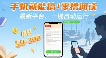 手机就能搞！零撸阅读挂G，最新平台，一键自动运行，随时随地挣，单日50-3张+【揭秘】-董叔项目网