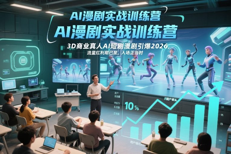 AI漫剧实战训练营，3D商业真人AI短剧漫剧引爆2026，流量红利期已至，入场正当时-董叔项目网