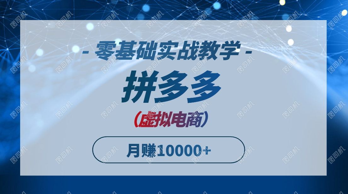 拼多多虚拟电商,零基础实战教学,快速打爆商品,新手也能月入10000+-董叔项目网