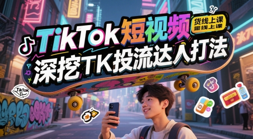 TikTok短视频带货线上课，深挖TK投流达人打法-董叔项目网