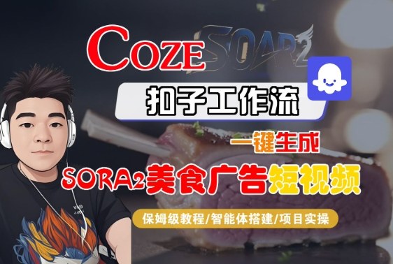 Coze扣子智能体工作流一键生成“SORA2美食广告“短视频，全流程保姆级教学-董叔项目网