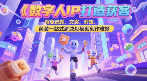 数字人IP打造获客变现实操课，智能选题、文案、剪辑、包装一站式解决短视频创作难题-董叔项目网