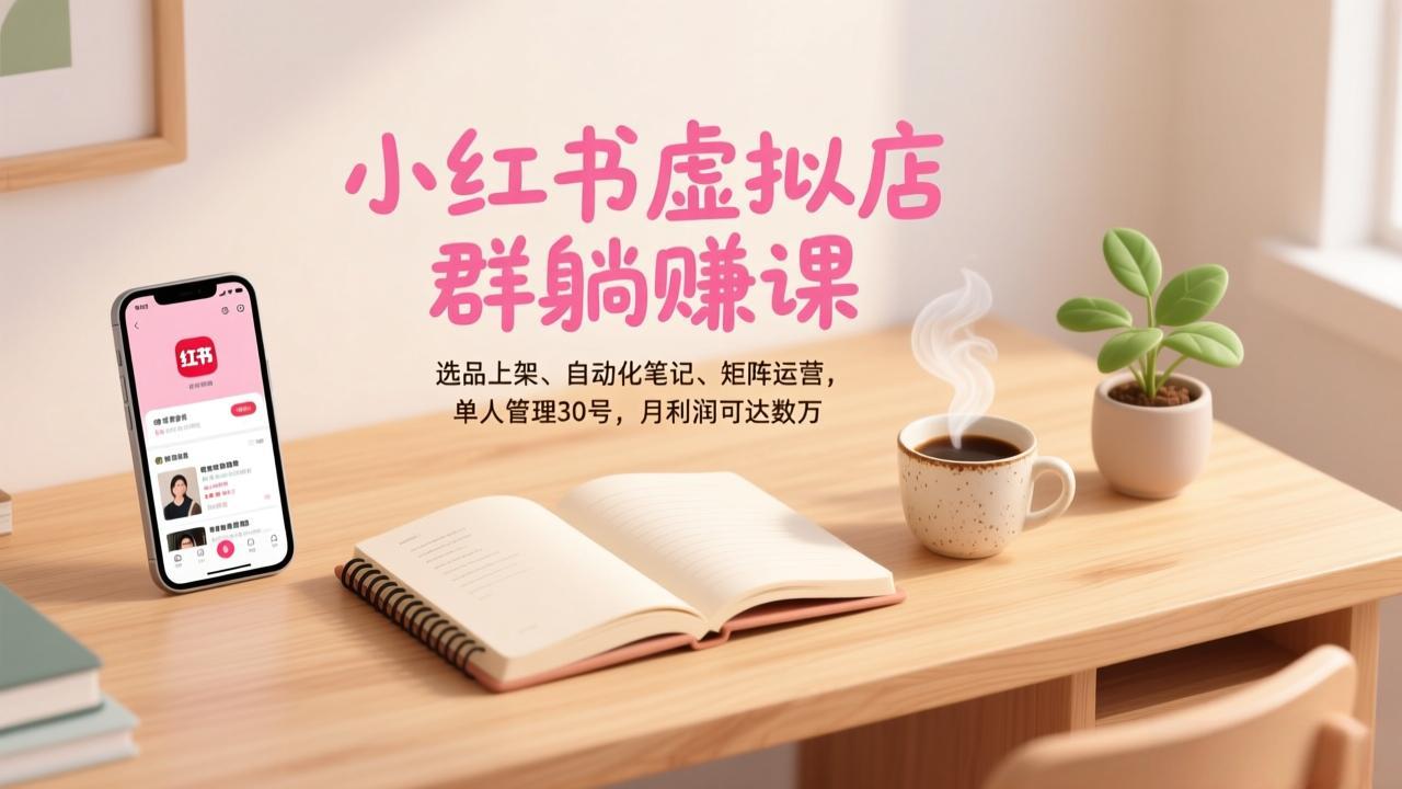 小红书虚拟店群躺赚课，选品上架、自动化笔记、矩阵运营，单人管理30号，月利润可达数万-董叔项目网